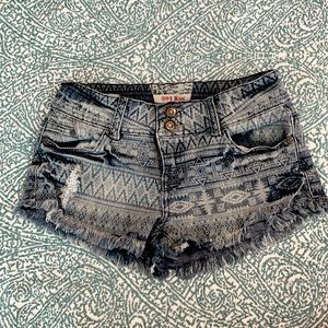 Tribal Print Jean Shorts